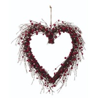 Faux Red/White Berry Heart Wreath