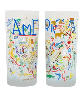 catstudio 15 oz. Frosted Glass America Set of 2