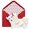 White Fur Dog w/ Letter Val Day Card