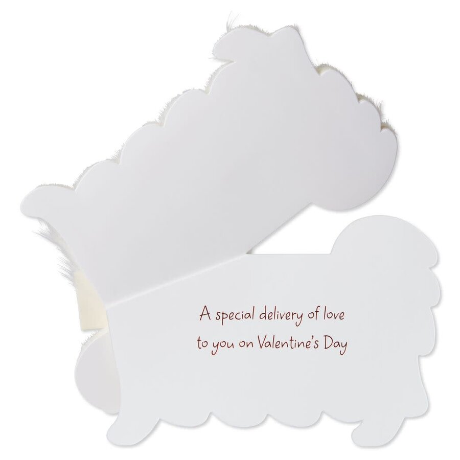 White Fur Dog w/ Letter Val Day Card