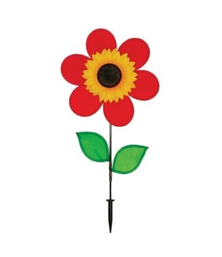 In the Breeze Spinner 12" Red Sunflower with Leave