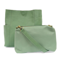 Vegan Leather Side Pocket Bucket Bag