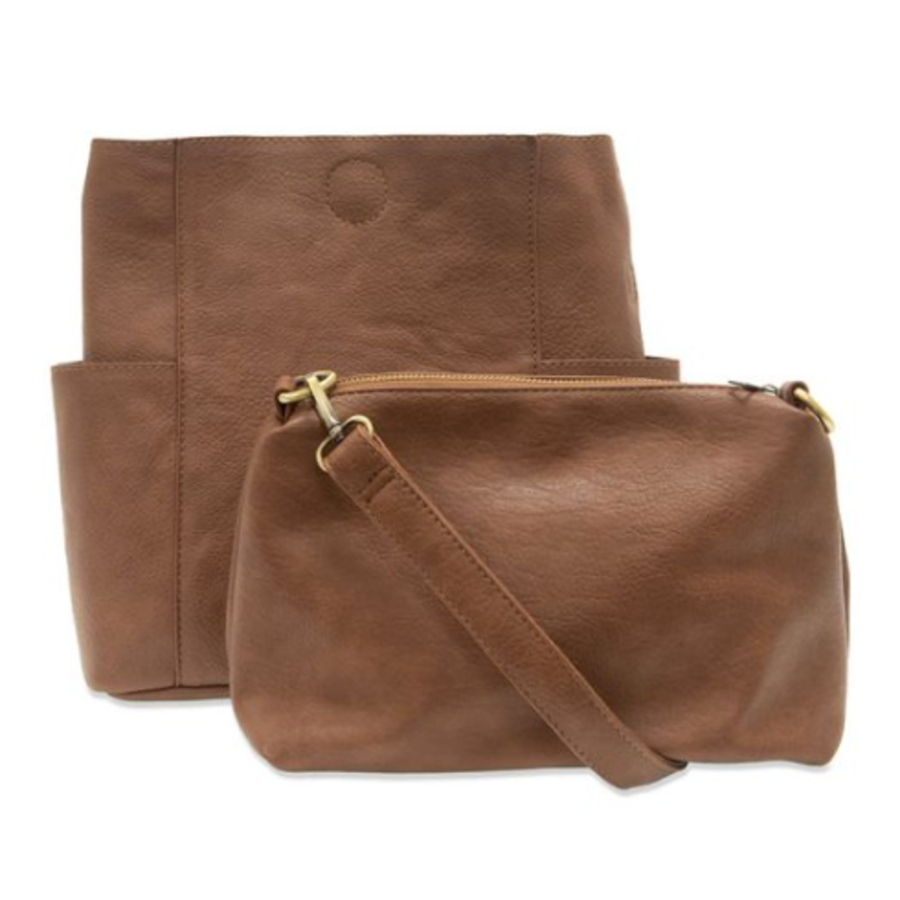 Vegan Leather Side Pocket Bucket Bag