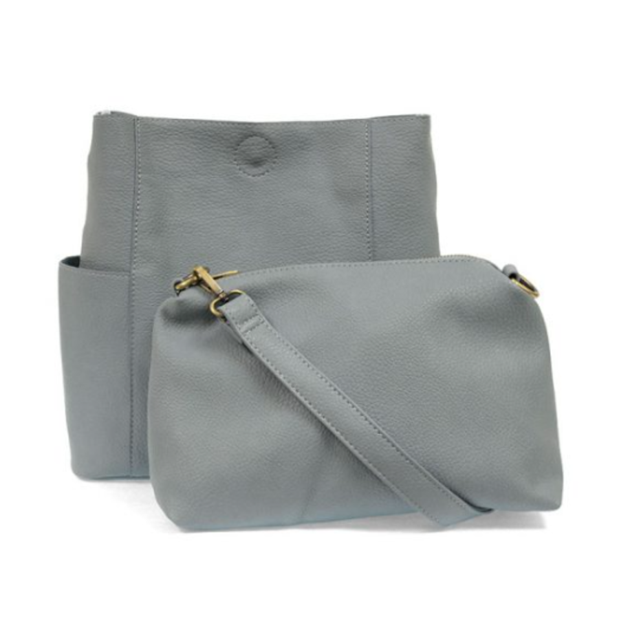 Vegan Leather Side Pocket Bucket Bag