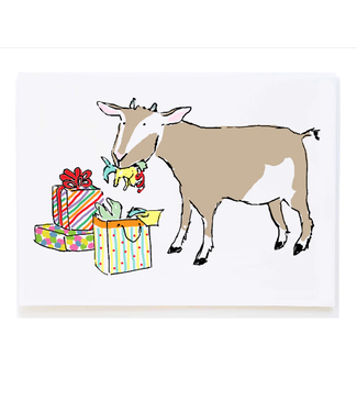 Molly O Goat Eating Gifts Birthday Card