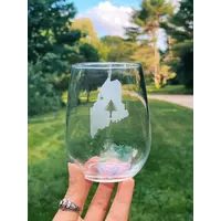 Etched Stemless Wine Glass