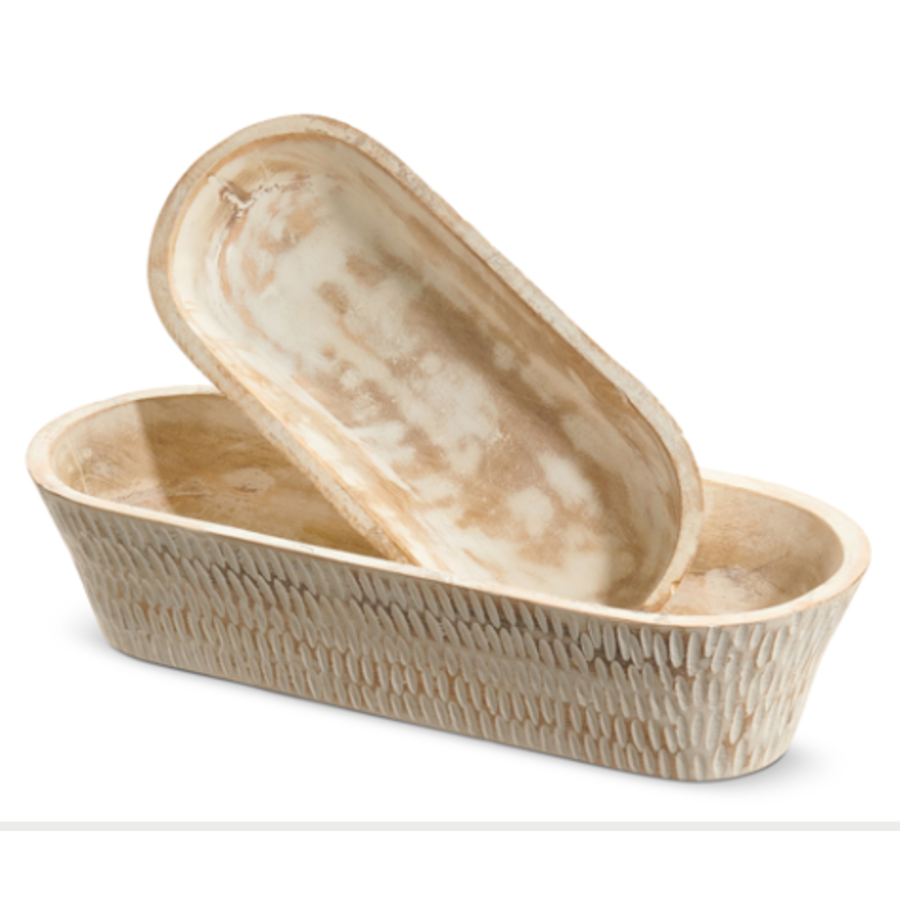 Whitewash Oval Bowl