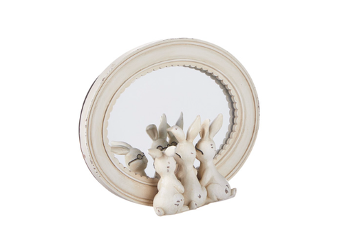 8.25" Rabbits with Glasses Mirrored Decor   8.25" Rabbits with Glasses Mirrored Decor