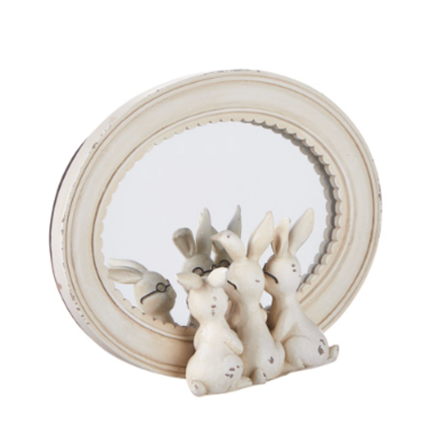 8.25" Rabbits with Glasses Mirrored Decor