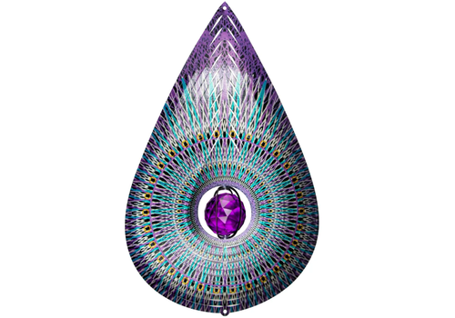  Spinfinity Designs Crystal Purple Teardrop Wind Spinner 