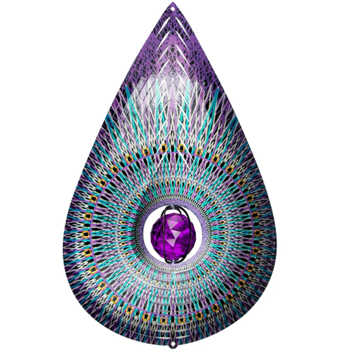  Spinfinity Designs Crystal Purple Teardrop Wind Spinner 
