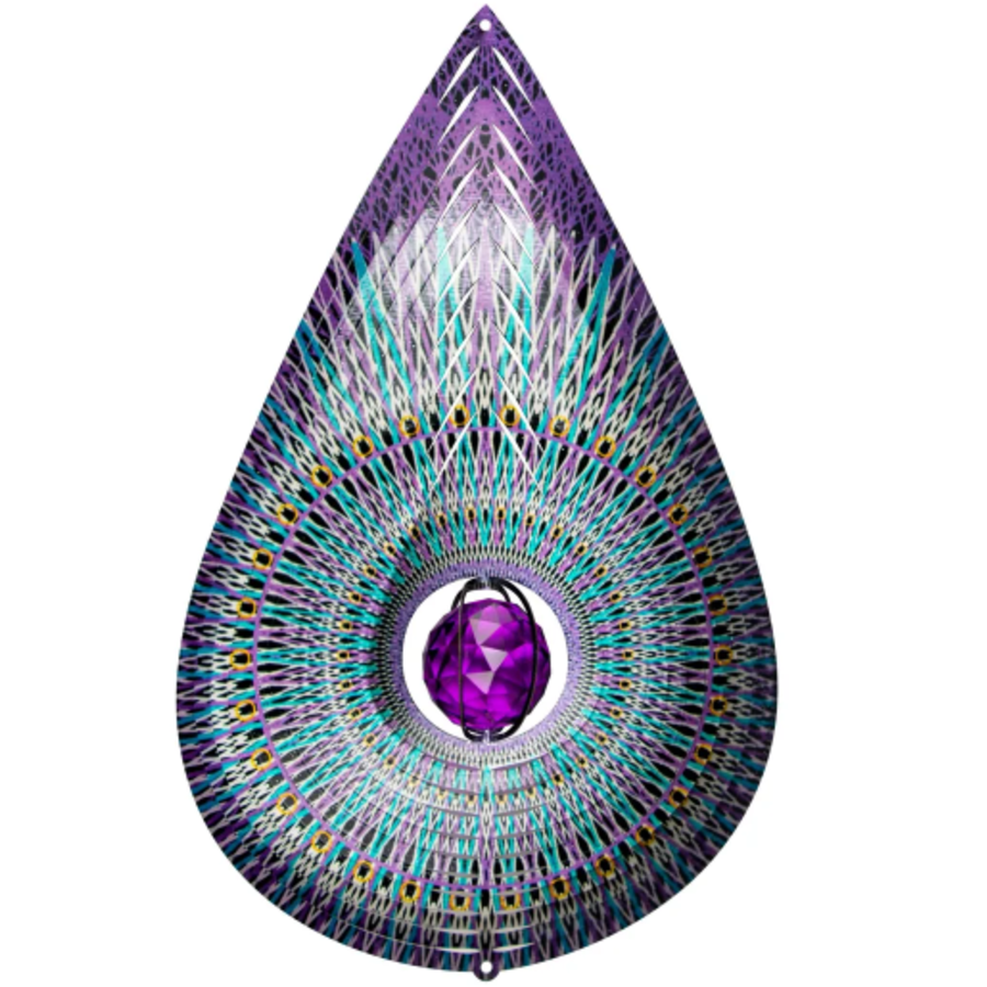 Crystal Purple Teardrop Wind Spinner