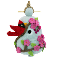 Cherry Cardinal Wool Birdhouse