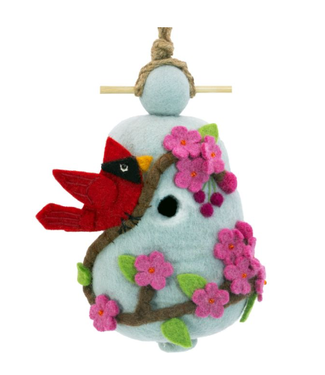 Cherry Cardinal Wool Birdhouse