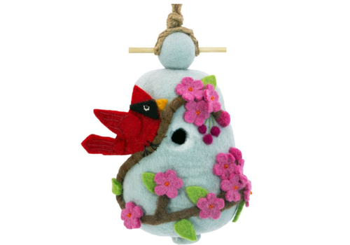  Cherry Cardinal Wool Birdhouse 