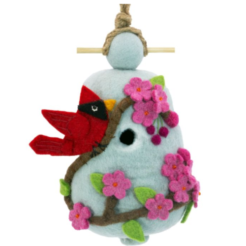  Cherry Cardinal Wool Birdhouse 