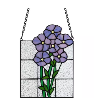 River of Goods Forget Me Not Purple Flowers Stained Glass Window Panel