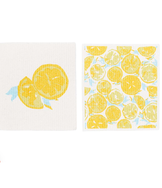 Rockflowerpaper Lemon Slices Reusable Cloth Set of 2