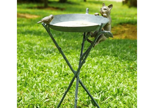  Curious Cat & Bird Birdbath 