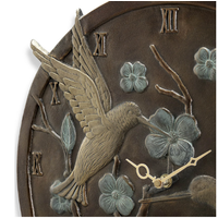 Hummingbird Pair Wall Mounted Garden Clock & Thermometer
