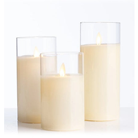 Cream LED Candle in Clear Glass Cylinder