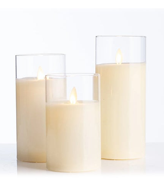 Will's Company Cream LED Candle in Clear Glass Cylinders