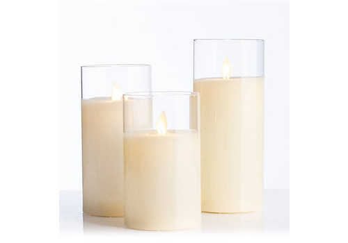 Will's Company Cream LED Candle in Clear Glass Cylinder   Will's Company Cream LED Candle in Clear Glass Cylinder