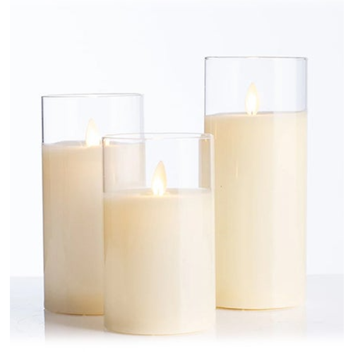  Will's Company Cream LED Candle in Clear Glass Cylinder 