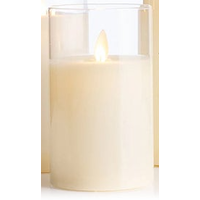 Cream LED Candle in Clear Glass Cylinder