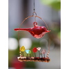 Whimsical Wire & Glass Large Handblown Glass Bird Over Garden