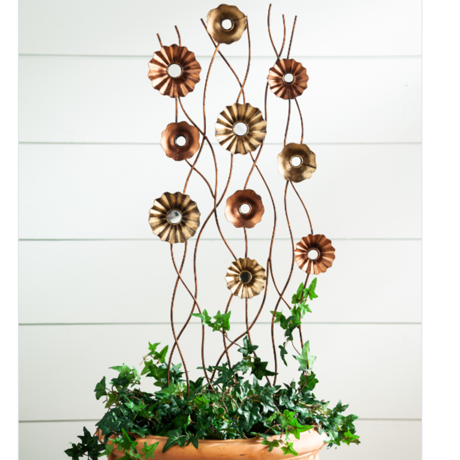 Copper Botanical Garden Trellis with Daisies
