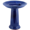 Bradley Caldwell, Inc Blue Ceramic Pedestal Bird Bath with Bird