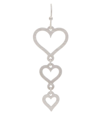 Rain Jewelry Collection Silver Triple Hearts Brass Earrings