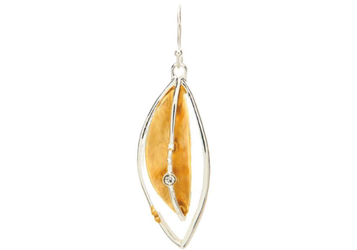  Rain Jewelry Collection Silver Gold Foil Artistic Leaf Earrings 