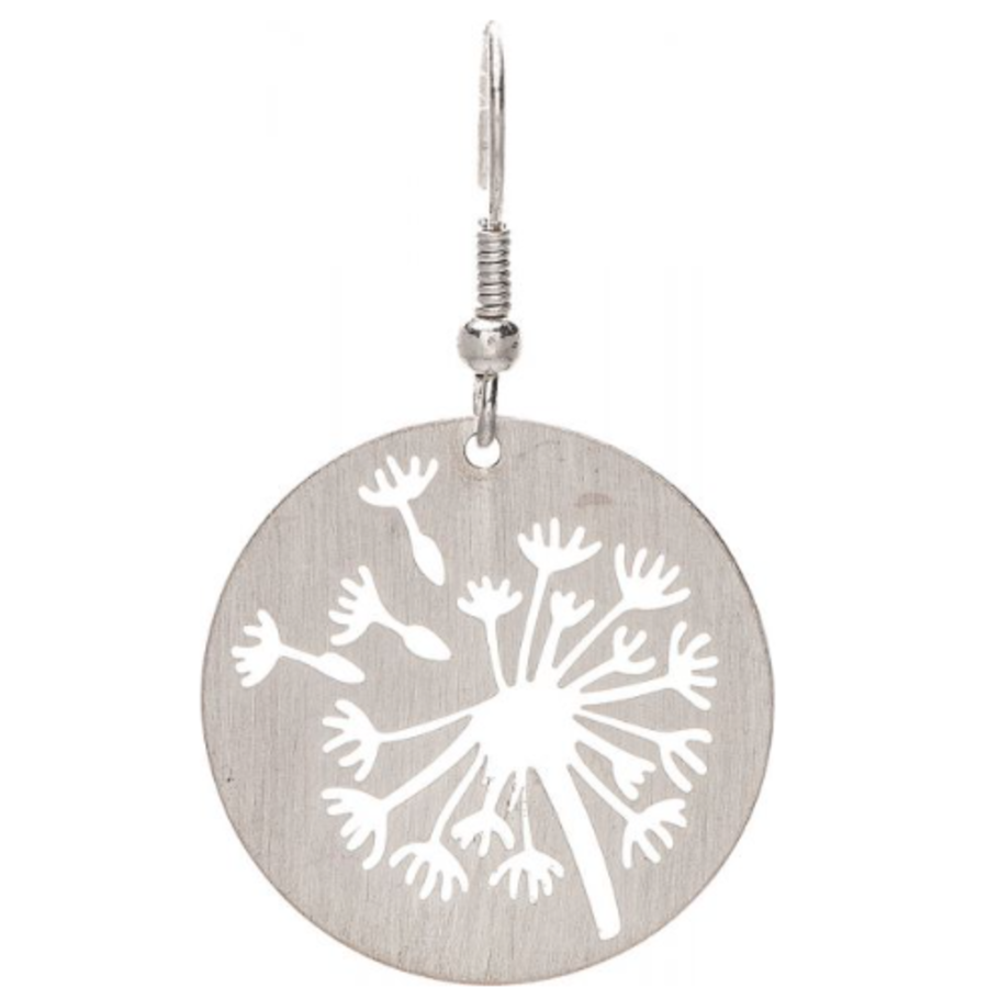Silver Dandelion Cutout Earrings