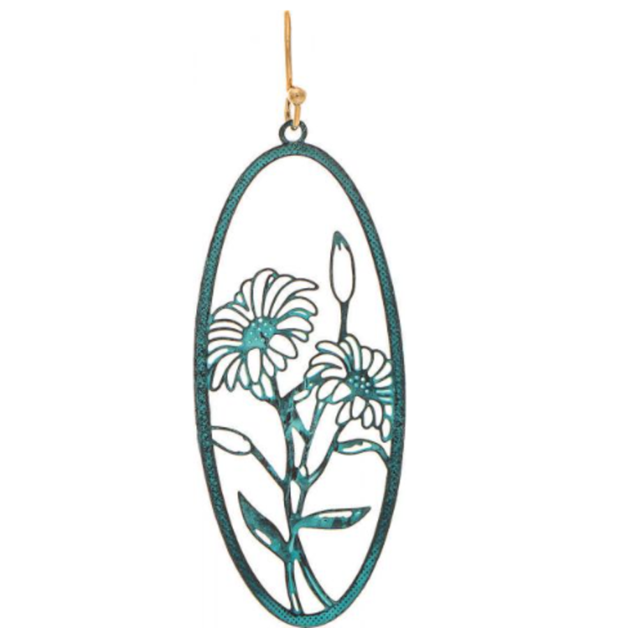 Patina Daisy Silhouette Earrings