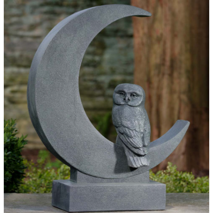 Lunar Owl Cast Stone Statue (2 pcs)