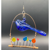 Large Handblown Glass Bird Over Garden
