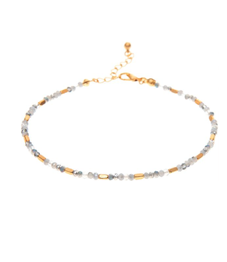 Rain Jewelry Collection Gold Grey Bead Anklet