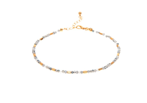  Rain Jewelry Collection Gold Grey Bead Anklet 