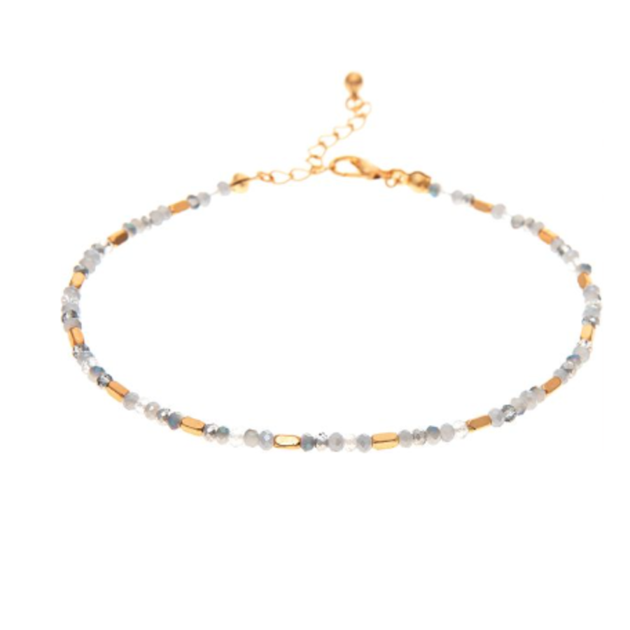 Gold Grey Bead Anklet