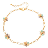 Rain Jewelry Collection Gold Chain Multicolored Flower Bead Anklet