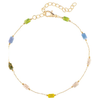 Gold M/C Stations Bead Anklet