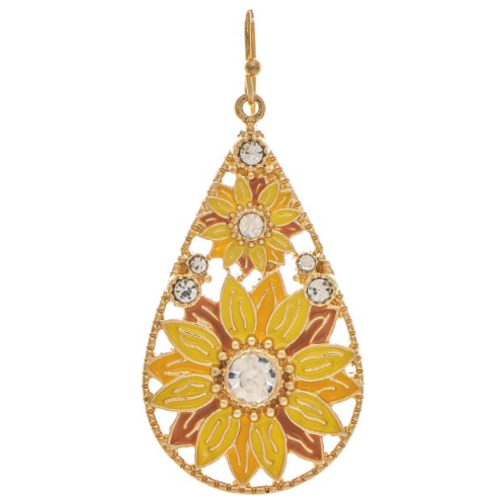 Rain Jewelry Collection Gold Brown Yellow Crystal Teardrop Flower Earrings 