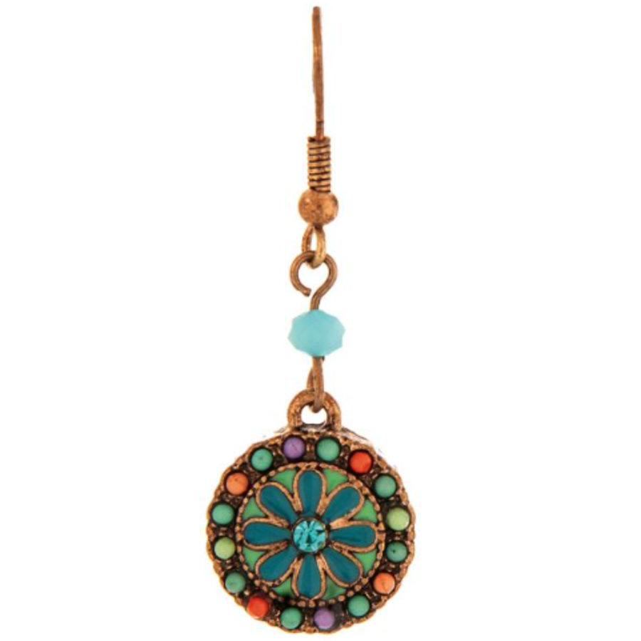 Blue Flower Wheel Earrings