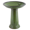 Bradley Caldwell, Inc Green Ceramic Pedestal Bird Bath with Bird