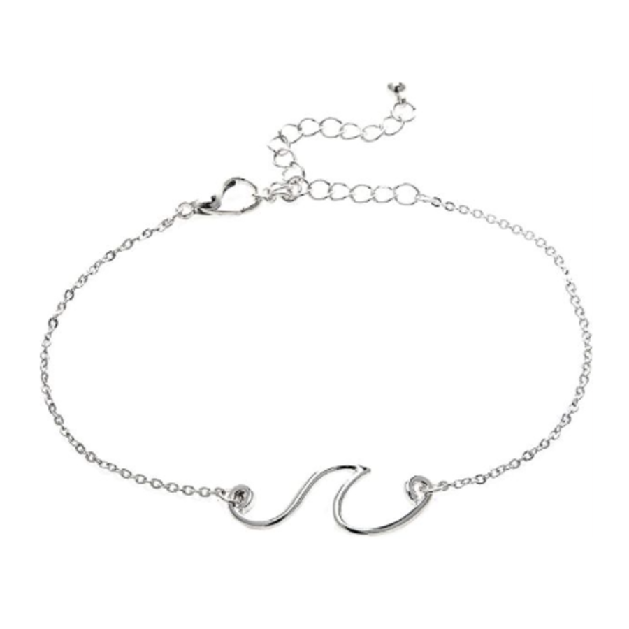 Silver Rip Curl Wave Chain Anklet