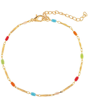 Rain Jewelry Collection Gold Multicolor Bead Anklet