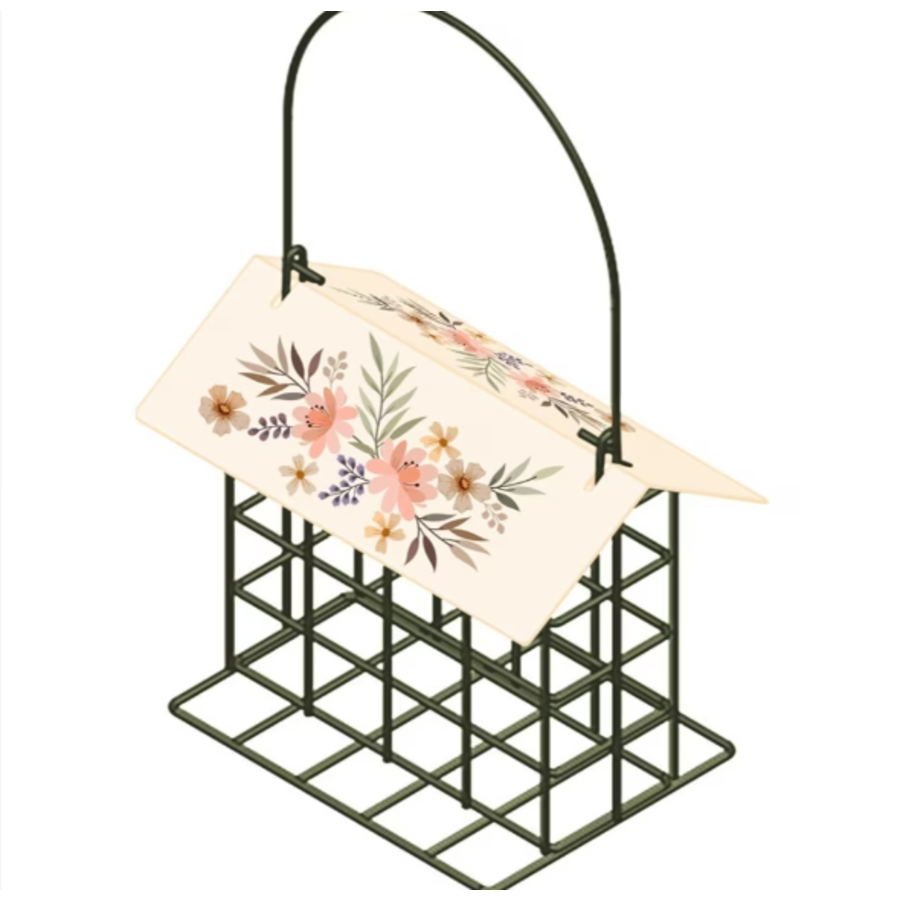 Metal Suet Feeder with Decorative Roof