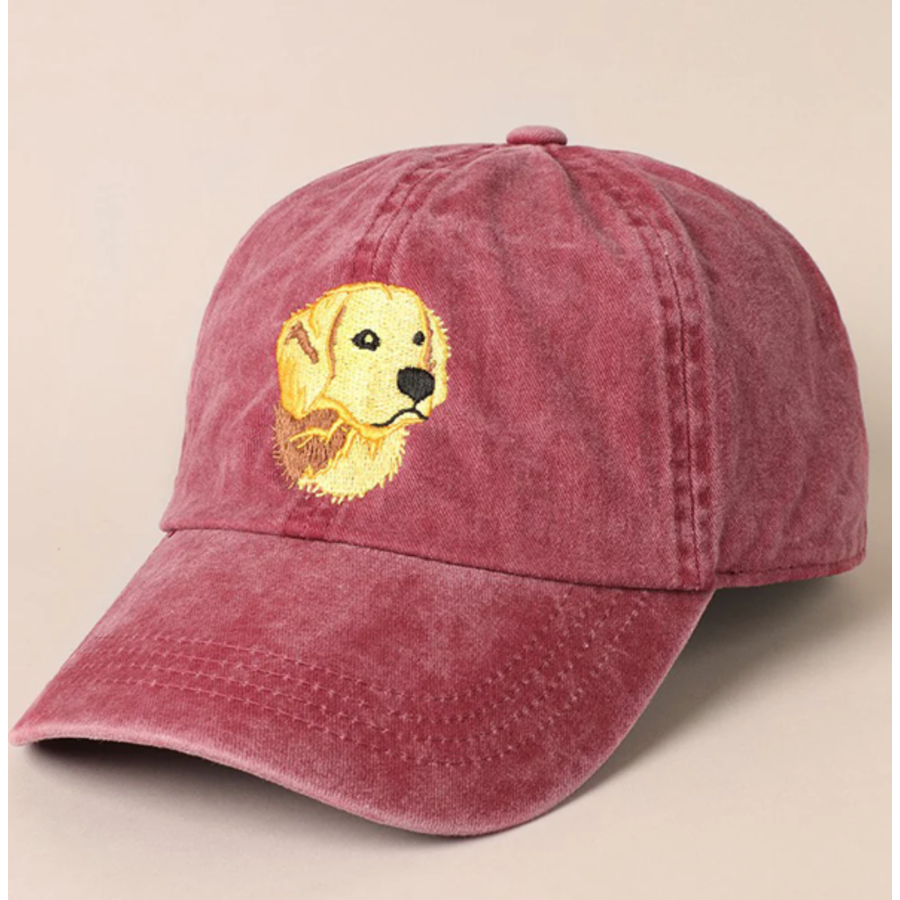 Dog Embroidered Cotton Baseball Cap